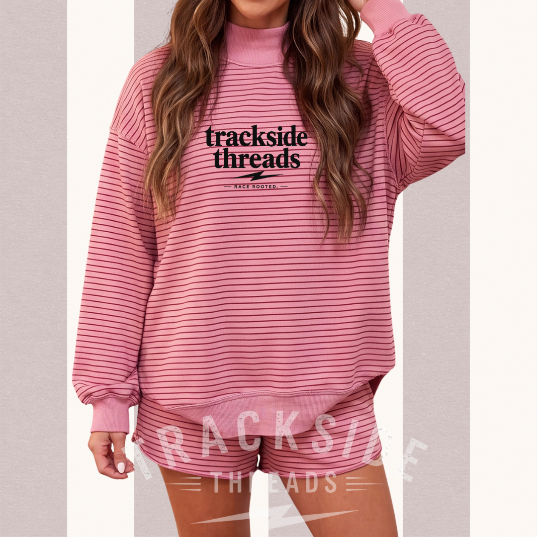 Trendy Striped mock set pink