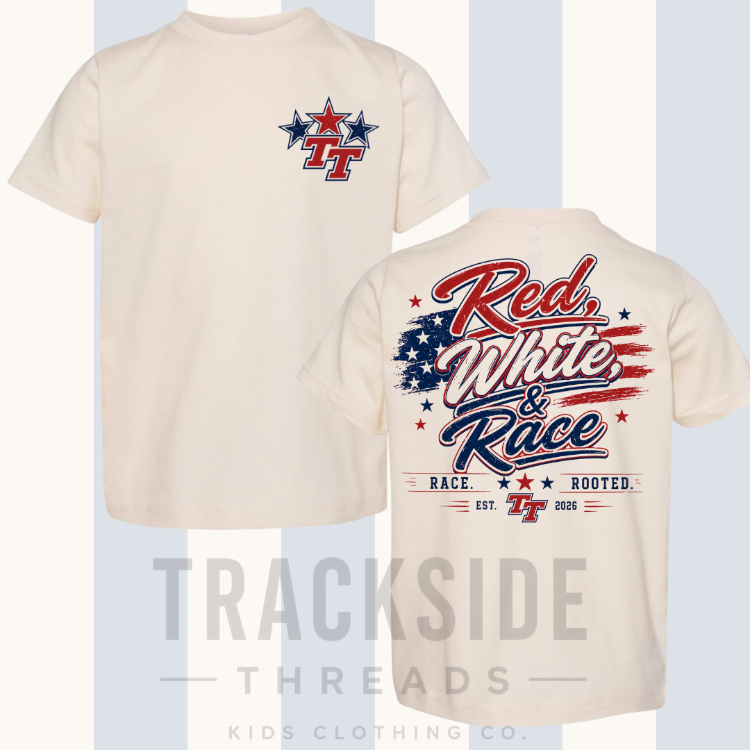 Red, white, and Race natural tee