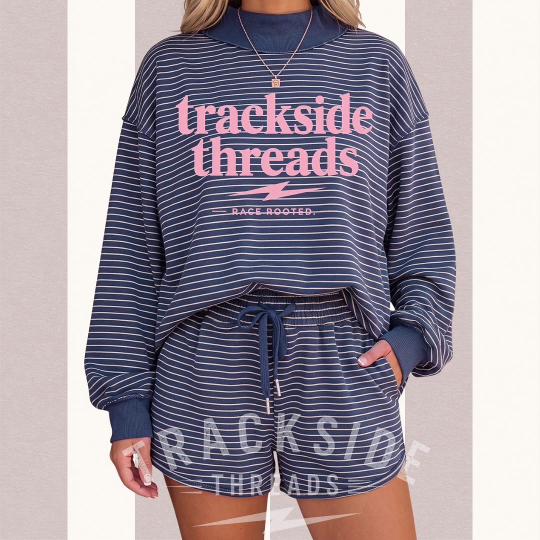Trendy striped mockneck navy