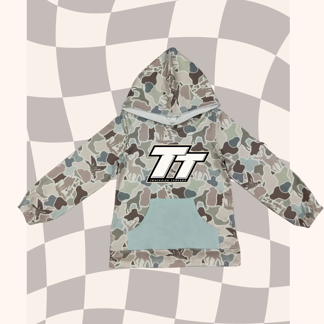 Camo + Teal TT Kids Hoodie